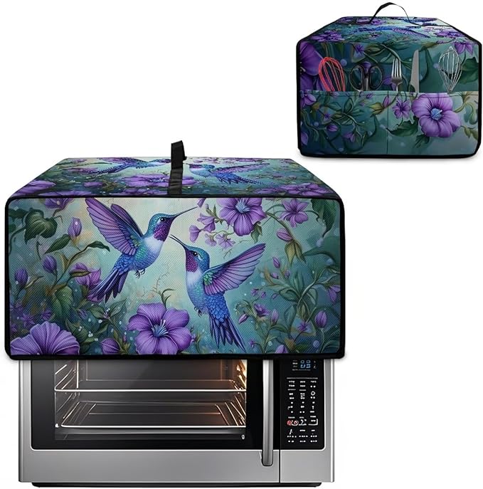 Doojoayie Hummingbird Toaster Cover 6 Slice Appliance Covers for Kitchen Counter 19.7x16x 10 Universal Fit Dustproof Protector as Kitchen Decoration