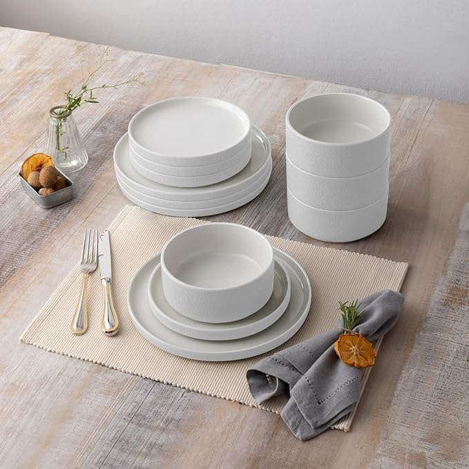 Noritake ColorTex Stone White 12-Piece Dinnerware Set Service for 4