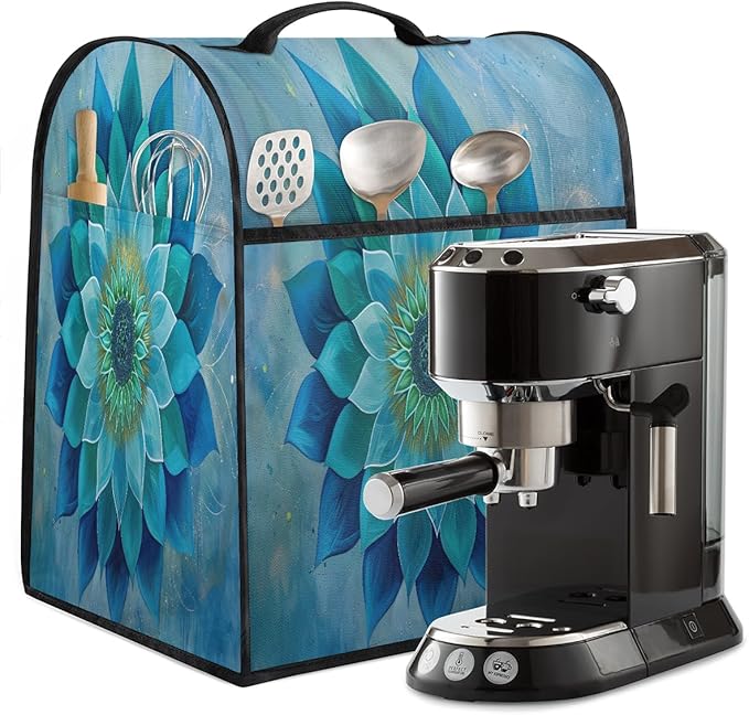 cfpolar Kitchen Aid Mixer Cover Compatible with 6-8 Quarts Turquoise Flowers Stand Mixer Cover Kitchen Aid Mixers Accessories Appliance Organizer Bag Dust Covers with Zipper Pocket