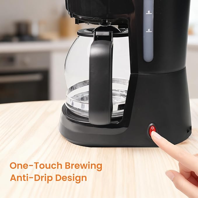 12-Cup Coffee Maker 1.5L Drip Coffee Machine with One-Touch Brewing Glass Carafe Anti-Drip System Reusable Filter Easy-to-Use Home &amp Office Coffee Brewer