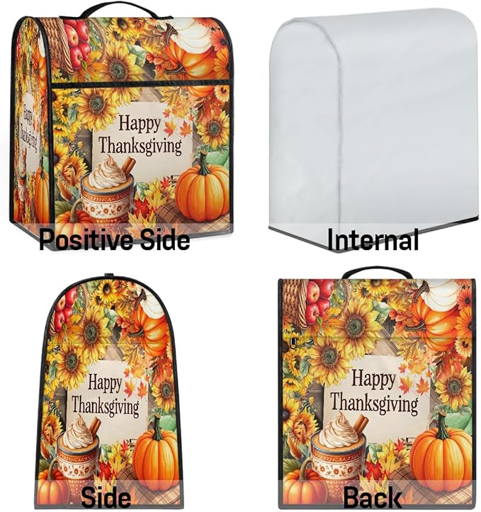 cfpolar Kitchen Aid Mixer Cover Compatible with 6-8 Quarts Thanksgiving Pumpkin Apples Stand Mixer Cover Kitchen Aid Mixers Accessories Appliance Organizer Bag Dust Covers with Zipper Pocket