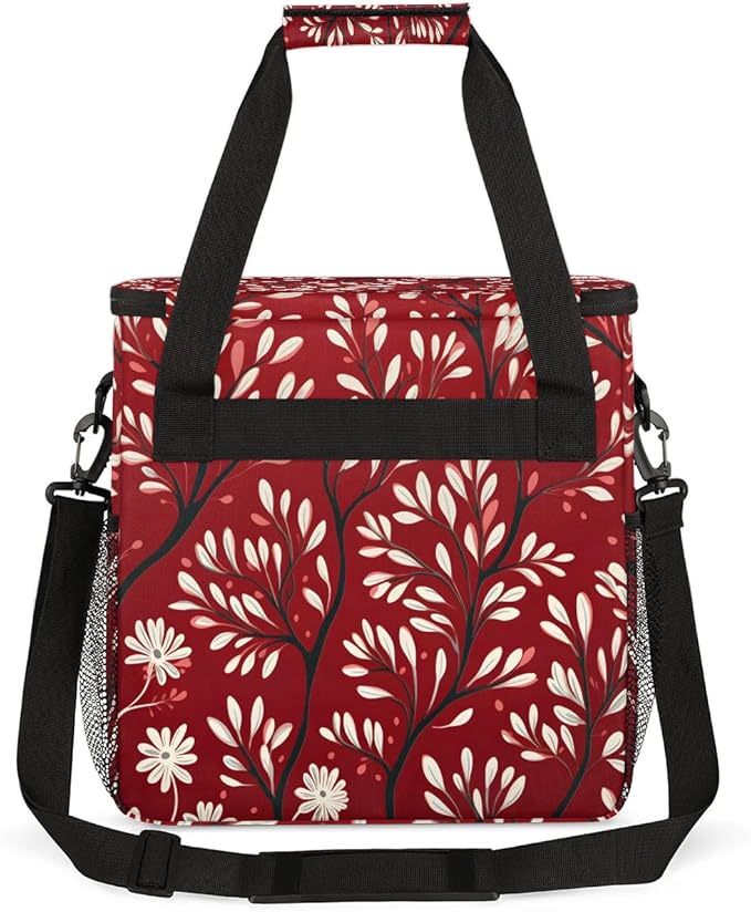 Leaves Printed Coffee Maker Carrying Bag Compatible with K-Mini or K-Mini Plus Portable Single Cup Coffee Maker Case with Pockets for K Cup Pods