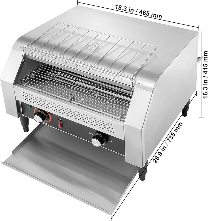 Happybuy Commercial Conveyor Toaster 450 Slices/Hour Heavy Duty Stainless Steel Electric Toaster Oven For Toast Bun Bagel Bread