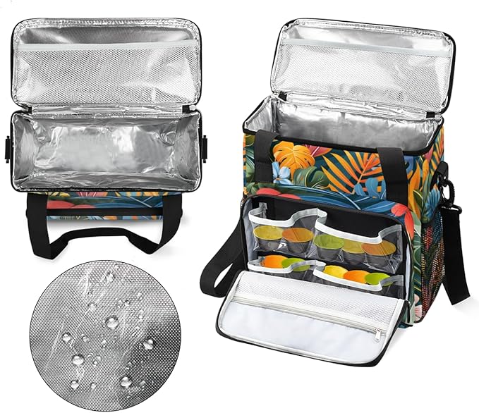 Gossamer Floral Leaves Coffee Maker Carrying Bag Travel Storage Bag Compatible with K-Mini or K-Mini Plus Single Serve Coffee Brewer Carrying Case with Multiple Pockets &amp Shoulder Strap