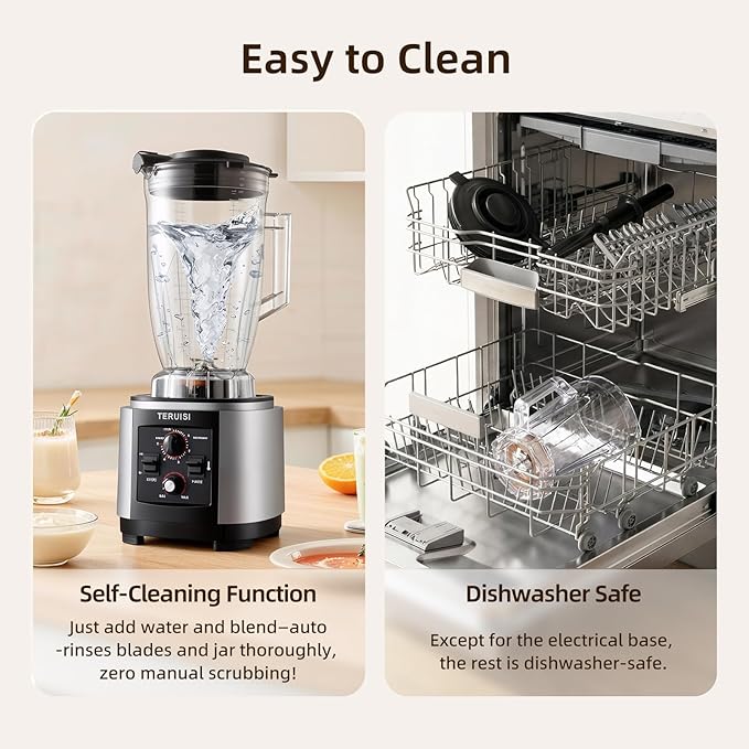Commercial Blender 2200W 2.95 HP Professional Blender with Quiet PC Sound Enclosure 210 Oz / 6L Large Heavy Duty Blenders with 9 Speeds Timer Self-Cleaning 5 Presets For Shake and Smoothie