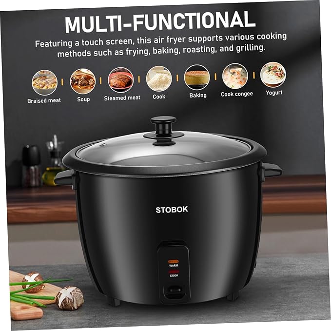NUOBESTY Electric Rice Cooker Portable Cooking Pot with Clear Lid Multi-functional Stew and Soup Maker for Household and Camping Efficient Kitchen Appliance with US Plug