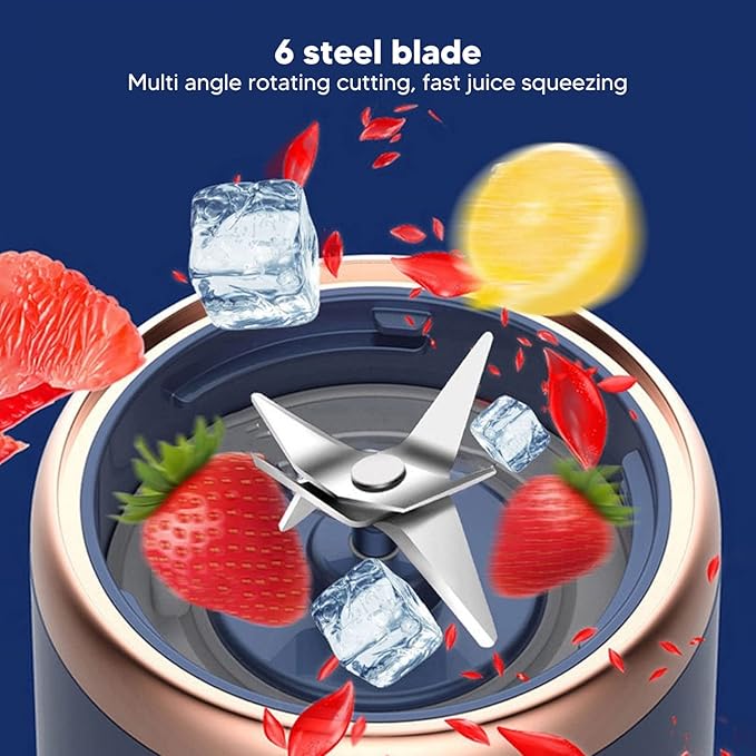 Blender Mini Juicer Mini Portable Blender 6 Blades High Speed 300ml USB Charging Juicer Cup for Travel Home Kitchen Restaurant Shop