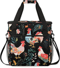 Roosters Flowers Coffee Maker Travel Bag for Keurig K-Mini/K-Mini Plus Insulated Waterproof Tote with Pockets for K-Cup Portable Single-Serve Brewer Case