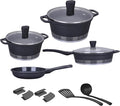 Non Stick Cookware Set Marble 13Pieces Black Kochstelle Basics… (Black)