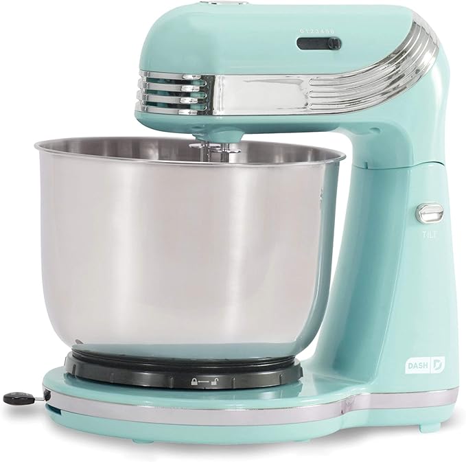 Dash Clear View Toaster: Extra Wide Slot Toaster with Stainless Steel Accents + See Through Window - Defrost - Aqua &amp Stand Mixer (Electric Everyday): 6 Speed with Dough Hooks &amp Mixer Beaters