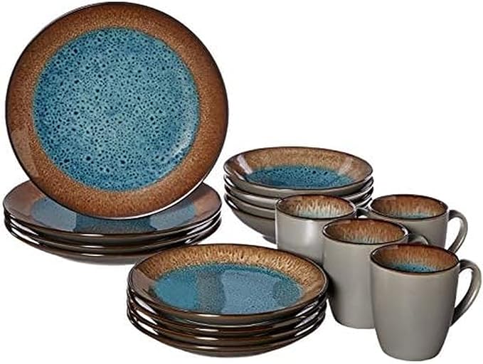 Pfaltzgraff 5239319 Monroe Blue 16-Piece Dinnerware Set Assorted