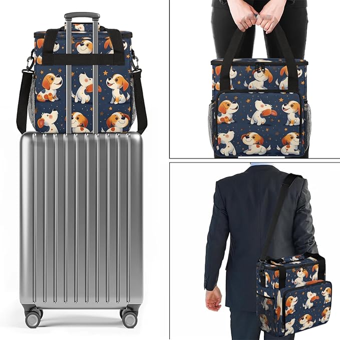 Stars Dogs Coffee Maker Travel Bag for Keurig K-Mini/K-Mini Plus Insulated Waterproof Tote with Pockets for K-Cup Portable Single-Serve Brewer Case