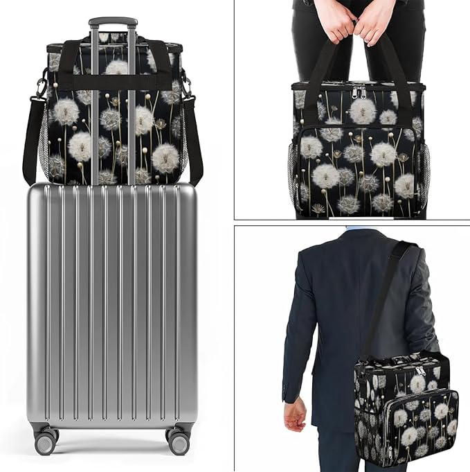 Dandelion Floral Flower Coffee Maker Carrying Bag Compatible with K-Mini or K-Mini Plus Portable Single Cup Coffee Maker Case with Pockets for K Cup Pods