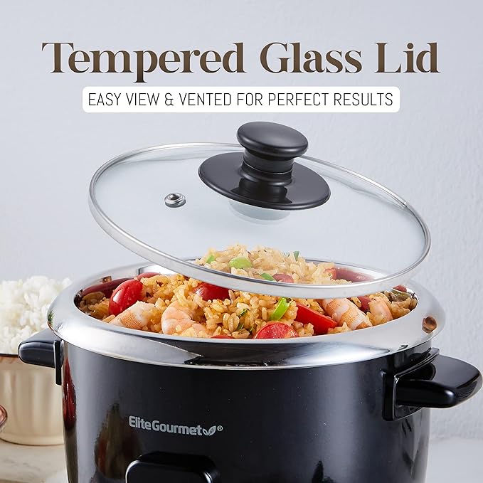 Elite Gourmet 6-Cup Rice Cooker and 1500W Double Burner with 6.5 &amp 6 Cast Iron Plates