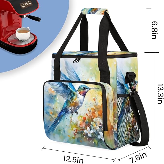 Abstract Bird Coffee Maker Carrying Bag Romantic Bird Travel Storage Bag Compatible with K-Mini or K-Mini Plus Single Serve Coffee Brewer Carrying Case with Multiple Pockets &amp Shoulder Strap