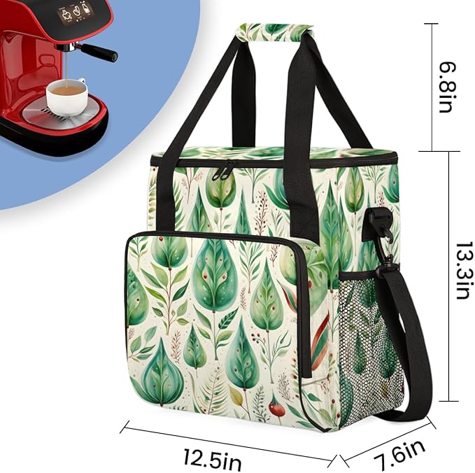 Christmas Tree Coffee Maker Carrying Bag Magic Tree Travel Storage Bag Compatible with K-Mini or K-Mini Plus Single Serve Coffee Brewer Carrying Case with Multiple Pockets &amp Shoulder Strap