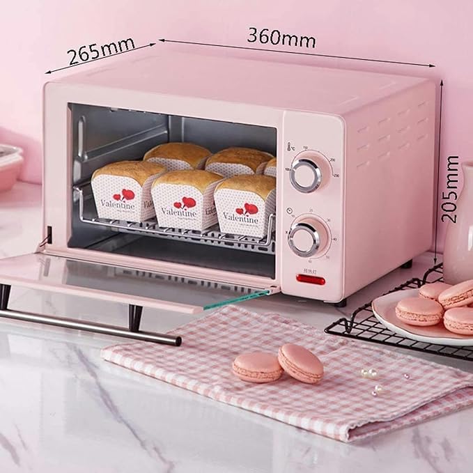 Mini Electric Oven Of 1000 W For Home 11 L Temperature Control 100-230 ℃ And 60-Minute Timer Bread Smart Bank Tempered Glass Door