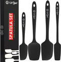 UpGood Silicone Spatula Set 600°F - High Heat Resistant Nonstick Small and Large Kitchen Spatulas - Flexible BPA Free Professional Grade Cookware - Utensils for Cooking Baking Mixing(4 Pcs Black)
