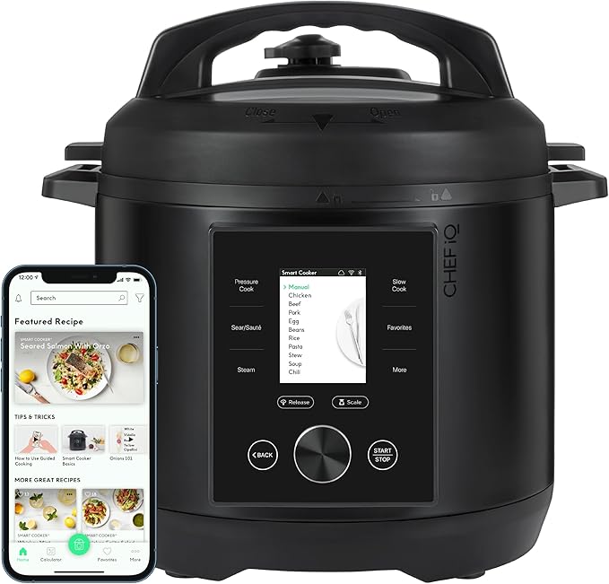 CHEF iQ Smart Pressure Cooker with WiFi and Built-in Scale - Easy-to-Use 10-in-1 Multicooker with 500+ Guided Recipes - Rice Cooker Slow Cooker Instant Meals for Foodies - 6 Quart - Family Size