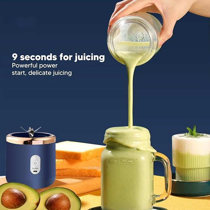 Portable BlenderPersonal Size Blenders Mini 6 Blades High Speed 300ml USB Charging Juicer Cup for Travel
