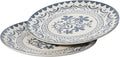 Bloomhouse - 2-Time Oprah’s Favorite Things - Valencia Flor 2 Piece 13” Serving Platter Set Stoneware Platters Mediterranean Floral Decal Design Microwave &amp Dishwasher Safe Iris Blue