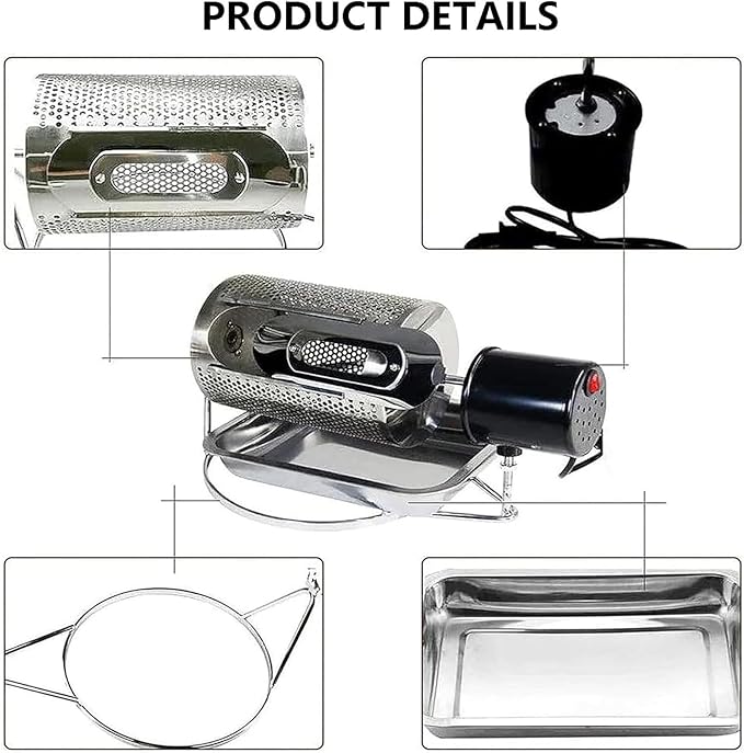 250g Manual Coffee Roaster with Tray Household Baking Machine Coffee Beans Dried Fruit Baked Beans Roasting Machine Suitable For Home Office Cafes Hotels Kitchen Baking