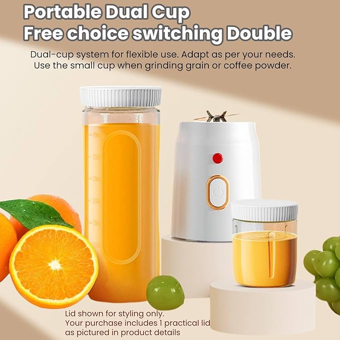 450ml Portable Electric JuicerUSB-Powered Electric Fruits Juicer for Juice Smoothies Shakes - Rechargeable Cordless Design Easy-Clean with Travel Lid
