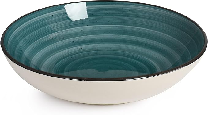 24 Piece Round Stoneware Dinnerware Set in Dark Green Solid Casual Dishwasher Safe