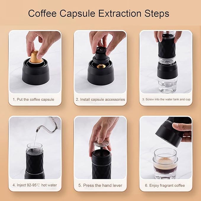 Coffee Machine Portable Hand Press Mini Coffee Maker Set Versatile Powder Capsule Portable Coffee Maker for Travel Camping Car