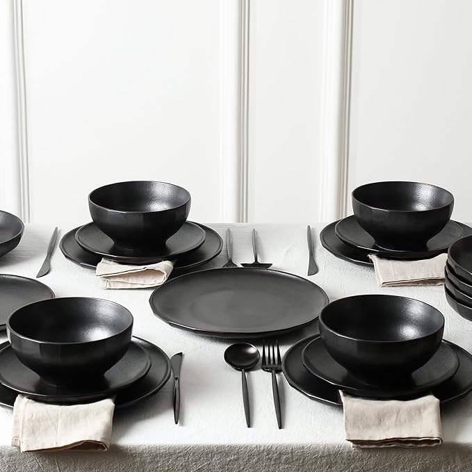 Stone Lain Rio 4-Piece Dinner Plate Set Stoneware Black