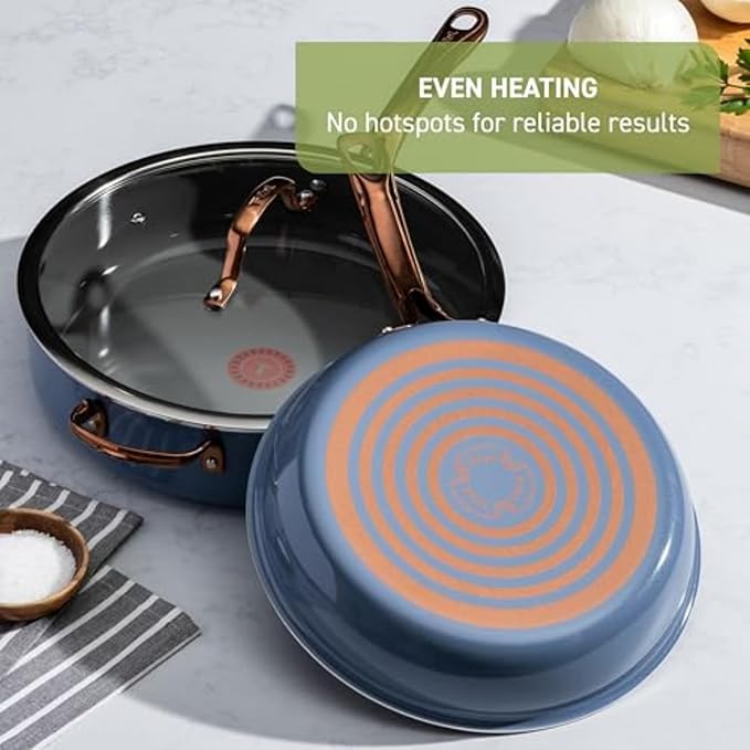T-Fal Preserve Ceramic Nonstick Frying Pan 2-Pc Set 8.5 &amp 11 Oven Broiler Safe up to 350°F Cookware InoCeram Glide Technology Frying Pan Skillet Pots &amp Pans Blue