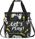 Gaming Theme Coffee Maker Travel Bag for Keurig K-Mini/K-Mini Plus Insulated Waterproof Tote with Pockets for K-Cup Portable Single-Serve Brewer Case