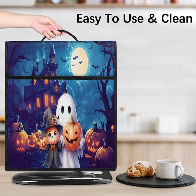 cfpolar Kitchen Aid Mixer Cover Compatible with 6-8 Quarts Halloween Cute Ghosts Pumpkin Stand Mixer Cover Kitchen Aid Mixers Accessories Appliance Organizer Bag Dust Covers with Zipper Pocket