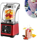 Countertops Professional Electric Food Machine Noise-Reducing Blender with a Soundproof Cover Commercial Shaved Ice Machine 3-Second Quick Ice Crushing for Juices and Smoothies(Red)