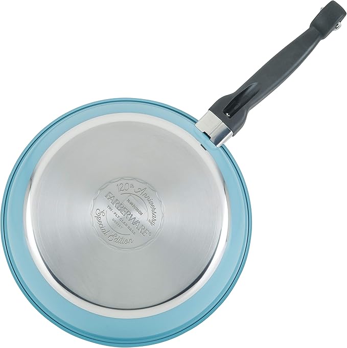 Farberware 120 Limited Edition Stainless Steel Cookware Pots and Pans Set with Prestige Kitchen Tools 10 Piece Aqua Blue