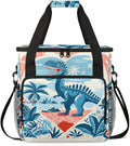 Blue Dinosaur Coffee Maker Carrying Bag Palm Leaves Travel Storage Bag Compatible with K-Mini or K-Mini Plus Single Serve Coffee Brewer Carrying Case with Multiple Pockets &amp Shoulder Strap