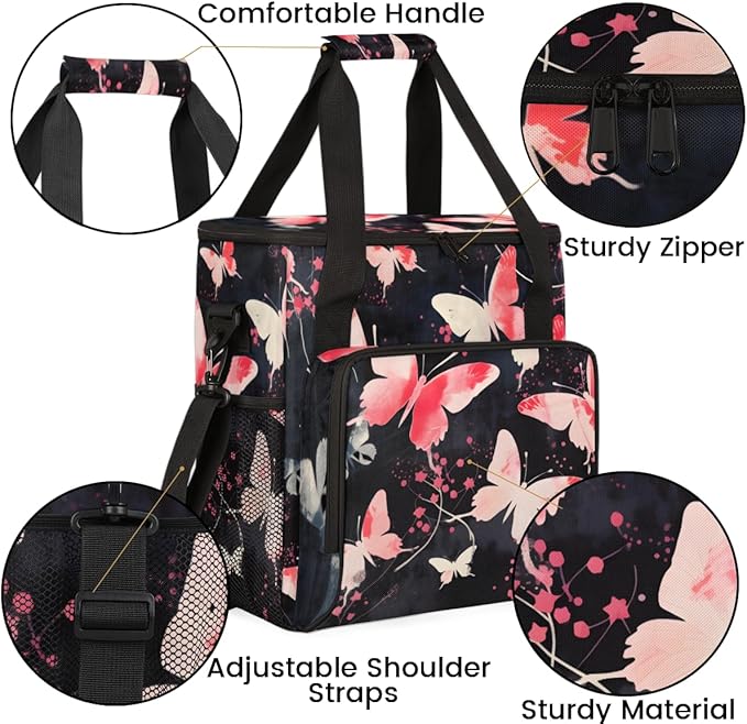 Abstract Butterfly Coffee Maker Carrying Bag Modern Butterfly Travel Storage Bag Compatible with K-Mini or K-Mini Plus Single Serve Coffee Brewer Carrying Case with Multiple Pockets &amp Shoulder S