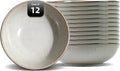 Organic Shape Highland Ceramic Serving Bowl 12pcs 9 Inch Handmade Reactive Glaze Stoneware 40oz Bowl with Wavy Edge for Kitchen Microwave &amp Dishwasher Safe Scratch Resistant-grey