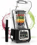 CRANDDI Professional Smoothie Blender 2200W Commercial Soundproof Quiet blender with Removable Soundproof Shield for Crushing Ice MilkShakes Puree Self-Cleaning 50oz 110V K80 (Black)