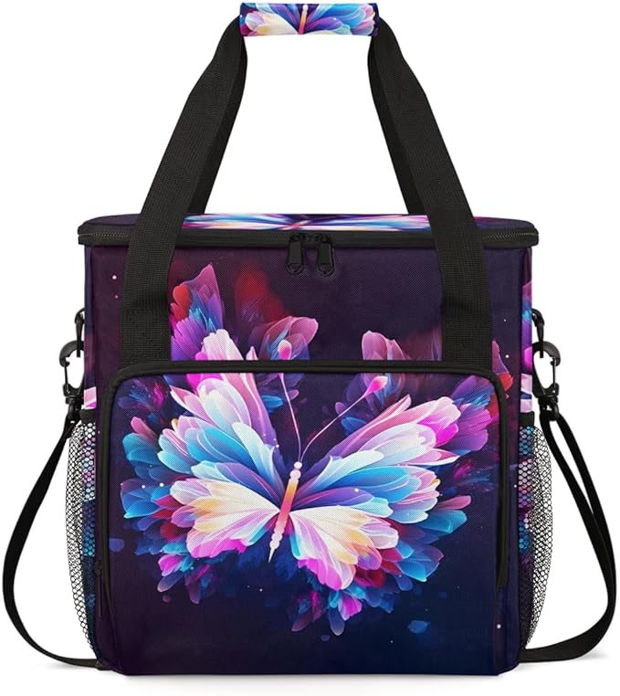 Dreamy Butterfly Coffee Maker Carrying Bag Gothic Butterfly Travel Storage Bag Compatible with K-Mini or K-Mini Plus Single Serve Coffee Brewer Carrying Case with Multiple Pockets &amp Shoulder Str