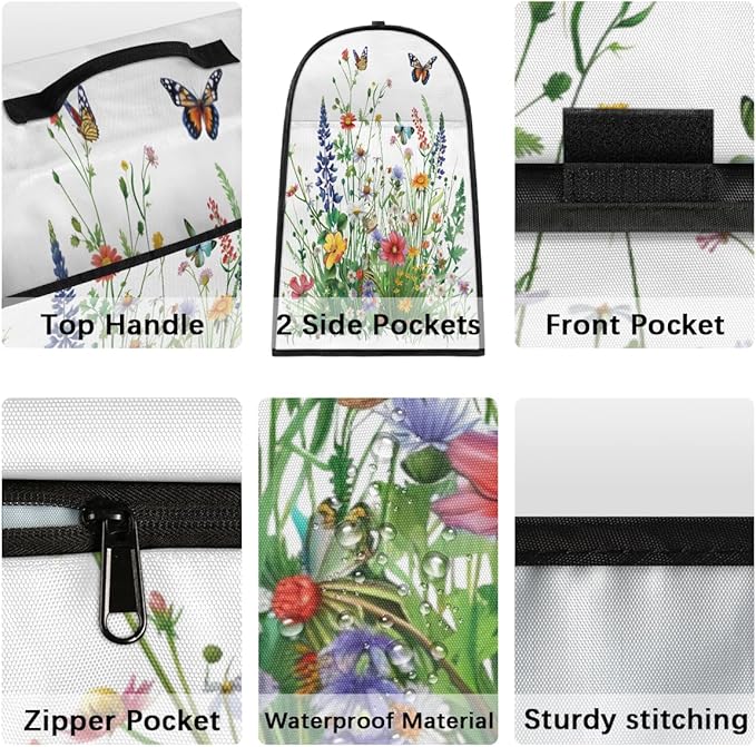 cfpolar Kitchen Aid Mixer Cover Compatible with 6-8 Quarts Spring Flower Butterfly Floral Stand Mixer Cover Kitchen Aid Mixers Accessories Appliance Organizer Bag Dust Covers with Zipper Pocket