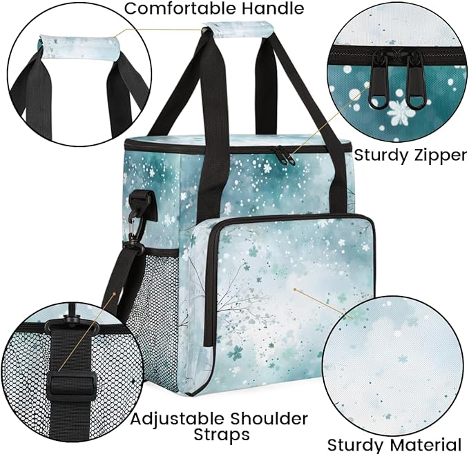 Glitter Coffee Maker Carrying Bag Blue Snow Portable Travel Storage Tote Bag Compatible with K-Mini or K-Mini Plus Single Serve Coffee Brewer Carrying Case with Multiple Pockets &amp Shoulder Strap