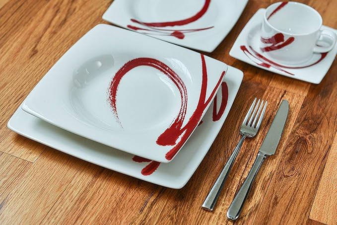 Red Vanilla Paint It Red 20 Piece Dinner Set 1 White