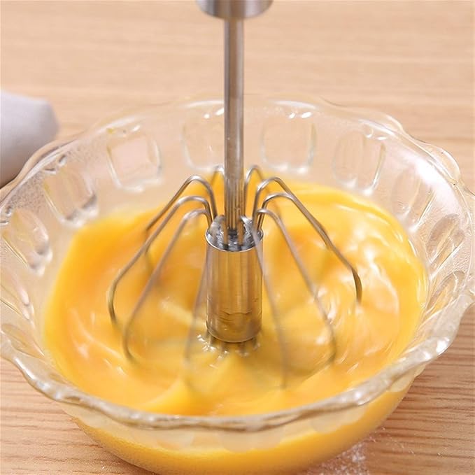 WUCHENG Stainless Steel Hand Eggbeater Hand Pressure Rotating Semi-automatic Mixer Egg Milk Cream Manual Blender Kitchen Cooking Tools hand blender (Color : 12 inch)