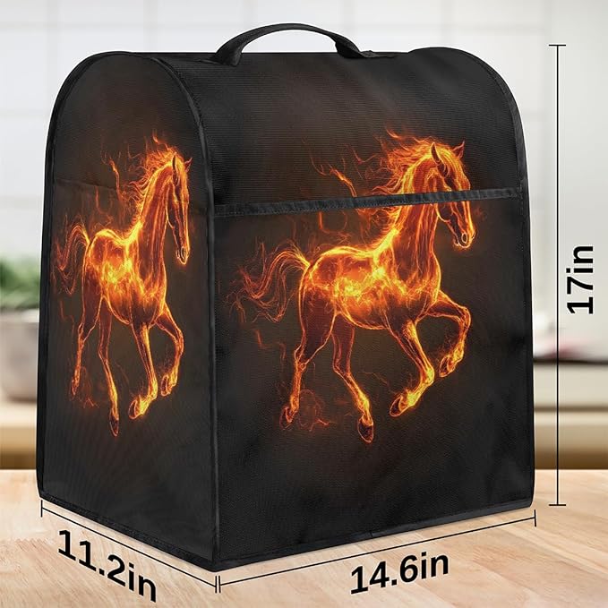 cfpolar Kitchen Aid Mixer Cover Compatible with 6-8 Quarts Animal Glowing Horse Stand Mixer Cover Kitchen Aid Mixers Accessories Appliance Organizer Bag Dust Covers with Zipper Pocket