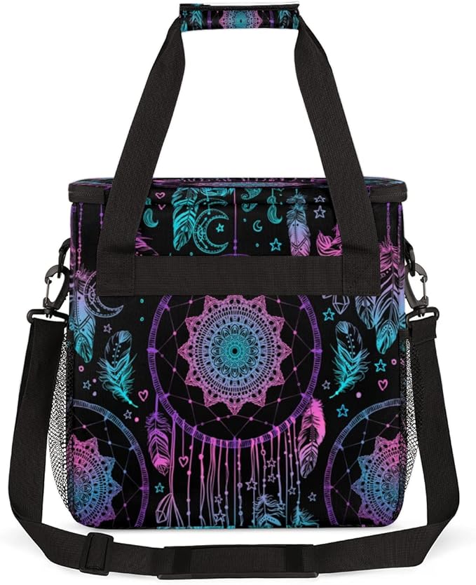 Dreamcatcher Mandala Coffee Maker Carrying Bag Coffee Machine Travel Storage Tote Bag Compatible with K-Mini or K-Mini Plus Portable Single Serve Coffee Brewer Case with Pockets for K-Cup Pods