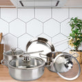 Stainless steel cookware set fast and uniform heating induction cooker set dishwasher safety belt 2.7/3.7 quart stew pot 2 quart sauce pot 9.17 inch frying pan