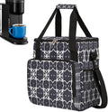 Grid Flower Black &amp White Mandala Coffee Maker Carring Bag Travel Carrying Storage Tote Bag Compatible with Keurig K-Mini or K-Mini Plus Portable Single Serve Coffee Brewer Case with Pockets
