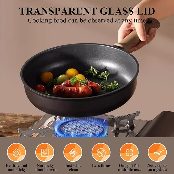 13 pcs Pots and Pans Set Nonstick Cookware Sets black Titanium nonstick coating Induction Cookware Non Stick Cooking Set Frying Pans &amp Saucepans PFOS PFOA Free (13 PCS)