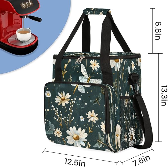 Daisy Dragonfly Coffee Maker Carrying Bag for Keurig K-Mini or K-Mini Plus Storage Portable Coffee Maker Travel Bag